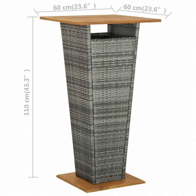vidaXL ガーデンバーセット 3点 クッション付き ポリラタン製 グレー家具 アウトドア家具 屋外家具セット(代引不可)【送料無料】_10