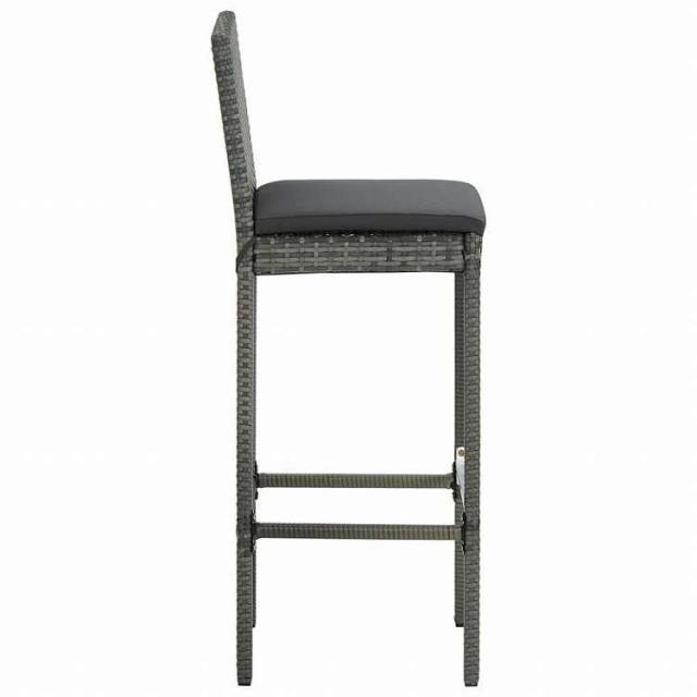 vidaXL ガーデンバーセット 3点 クッション付き ポリラタン製 グレー家具 アウトドア家具 屋外家具セット(代引不可)【送料無料】_12
