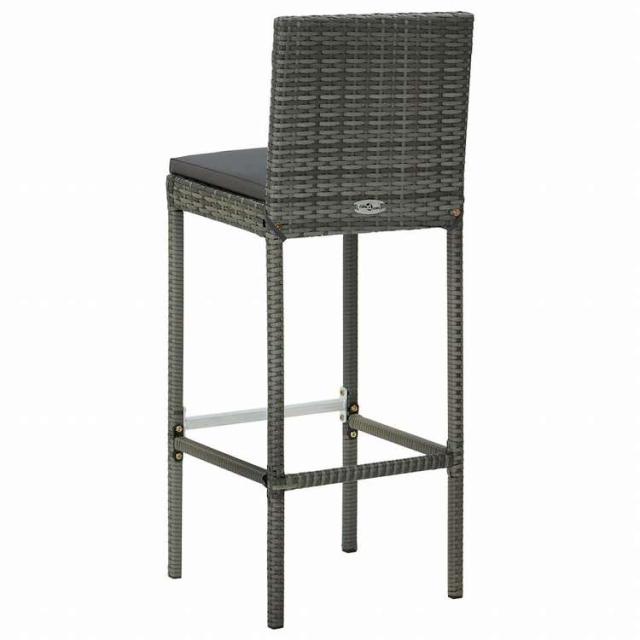vidaXL ガーデンバーセット 3点 クッション付き ポリラタン製 グレー家具 アウトドア家具 屋外家具セット(代引不可)【送料無料】_13