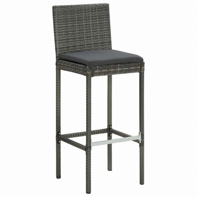 vidaXL ガーデンバーセット 3点 クッション付き ポリラタン製 グレー家具 アウトドア家具 屋外家具セット(代引不可)【送料無料】_8
