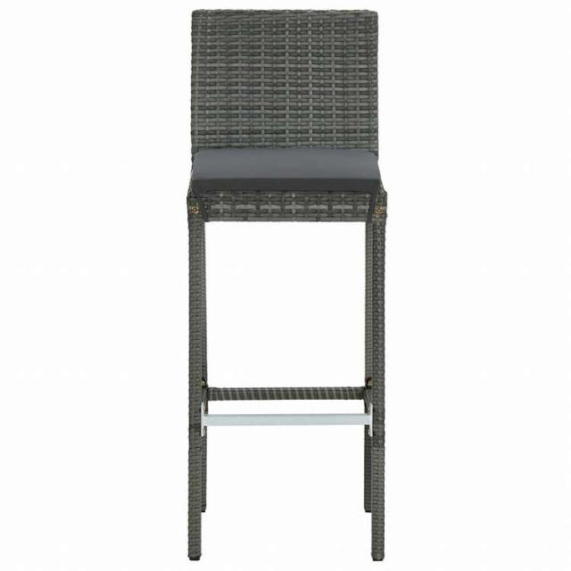 vidaXL ガーデンバーセット 3点 クッション付き ポリラタン製 グレー家具 アウトドア家具 屋外家具セット(代引不可)【送料無料】_9