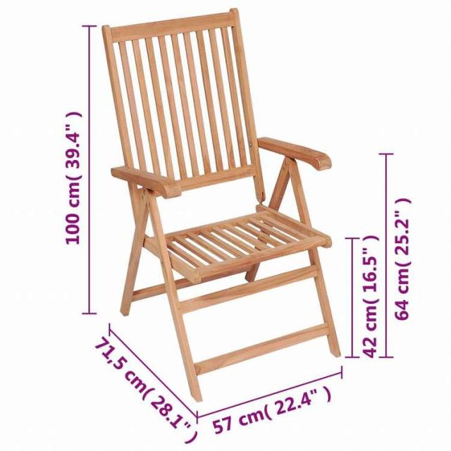 vidaXL リクライニングガーデンチェア 6点セット チーク無垢材 (3x43029)家具 アウトドア家具 屋外椅子 アウトドアベンチチェア(代引不可)【送料無料】_7