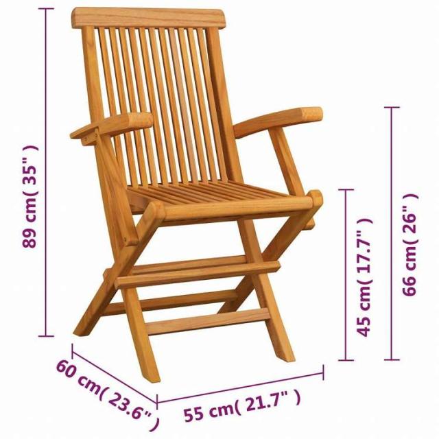 vidaXL 折りたたみガーデンチェア 4点セット チーク無垢材 (41999x2組)家具 アウトドア家具 屋外椅子 アウトドアベンチチェア(代引不可)【送料無料】_4