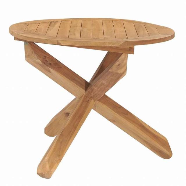 vidaXL ガーデンダイニングテーブル 直径90x75cm チーク無垢材家具 アウトドア家具 アウトドアテーブル(代引不可)【送料無料】_2