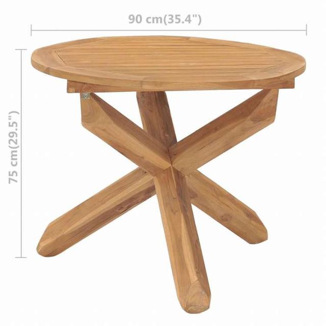 vidaXL ガーデンダイニングテーブル 直径90x75cm チーク無垢材家具 アウトドア家具 アウトドアテーブル(代引不可)【送料無料】_5