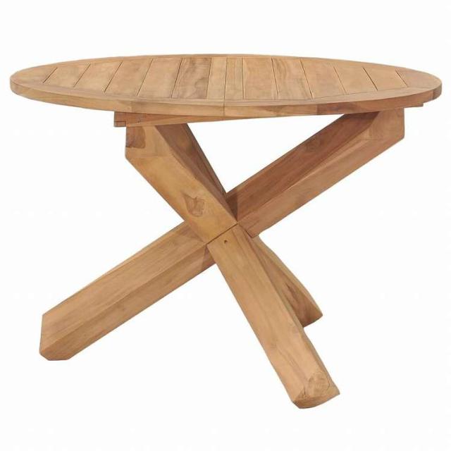 vidaXL ガーデンダイニングテーブル 直径110x75cm チーク無垢材家具 アウトドア家具 アウトドアテーブル(代引不可)【送料無料】_2