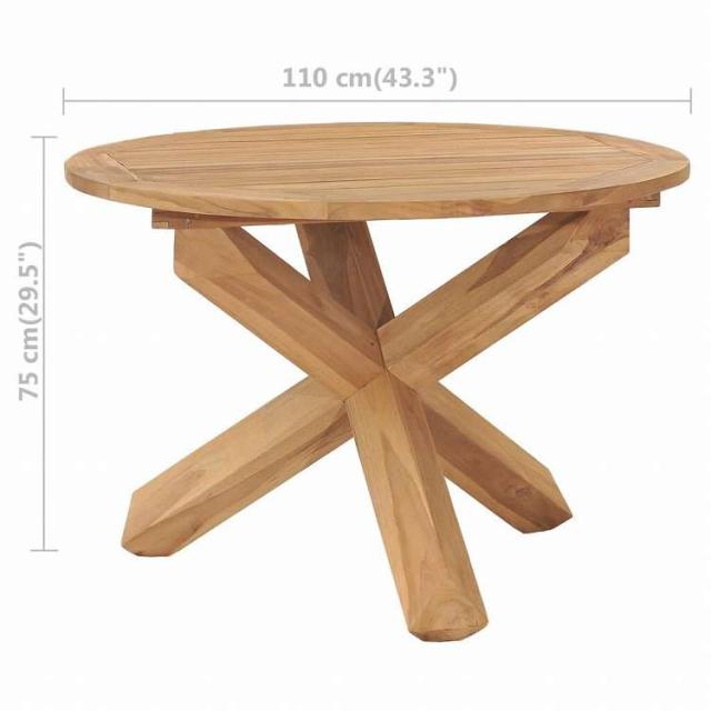 vidaXL ガーデンダイニングテーブル 直径110x75cm チーク無垢材家具 アウトドア家具 アウトドアテーブル(代引不可)【送料無料】_5