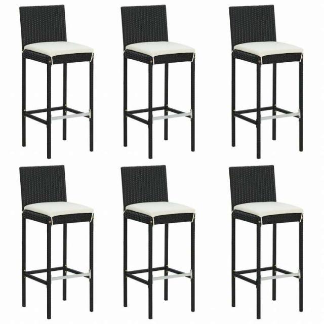 vidaXL ガーデンバー7点セット クッション付き ブラック家具 アウトドア家具 屋外家具セット(代引不可)【送料無料】_6