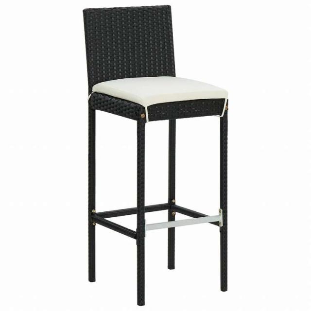 vidaXL ガーデンバー7点セット クッション付き ブラック家具 アウトドア家具 屋外家具セット(代引不可)【送料無料】_7