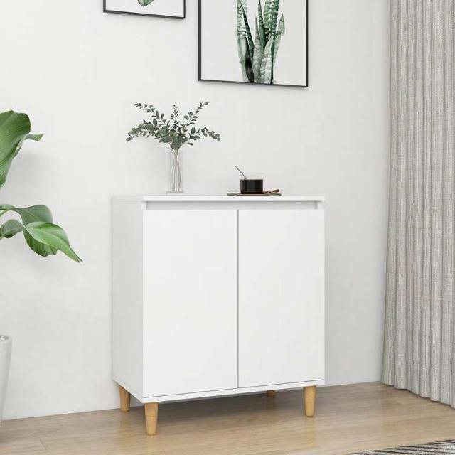 vidaXL サイドボード 無垢材脚付き ホワイト 60x35x70 cm エンジニアリングウッド家具 キャビネット&収納 サイドボード(代引不可)【送料無料】