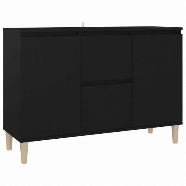 vidaXL サイドボード ブラック 101x35x70cm エンジニアリングウッド家具 キャビネット&amp;収納 サイドボード(代引不可)【送料無料】_1