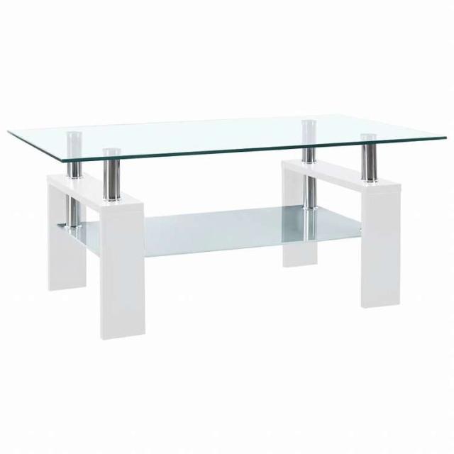 vidaXL コーヒーテーブル ホワイト&amp;透明 95x55x40 cm 強化ガラス製家具 テーブル アクセントテーブル コーヒーテーブル(代引不可)【送料無料】_1