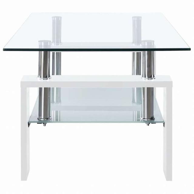 vidaXL コーヒーテーブル ホワイト&amp;透明 95x55x40 cm 強化ガラス製家具 テーブル アクセントテーブル コーヒーテーブル(代引不可)【送料無料】_3