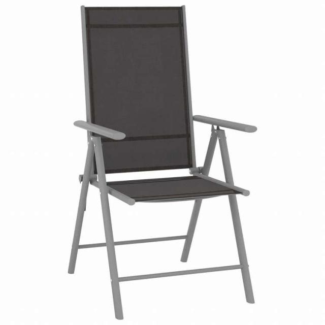 vidaXL ガーデンダイニング7点セット アルミ製 シルバー&amp;ブラック家具 アウトドア家具 屋外家具セット(代引不可)【送料無料】_2