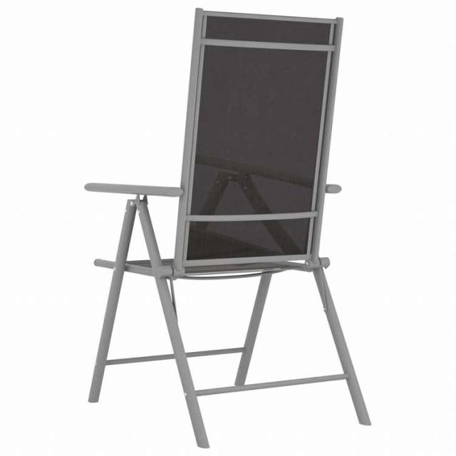 vidaXL ガーデンダイニング7点セット アルミ製 シルバー&amp;ブラック家具 アウトドア家具 屋外家具セット(代引不可)【送料無料】_5