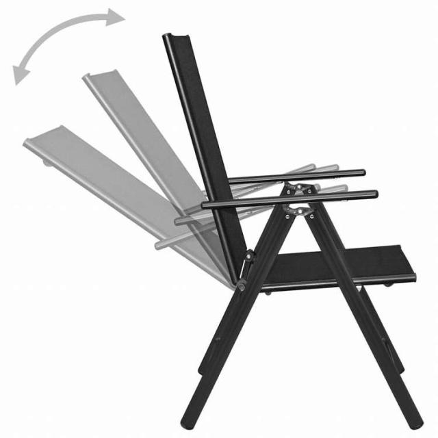 vidaXL ガーデンダイニング5点セット アルミ製&合成繊維 ブラック家具 アウトドア家具 屋外家具セット(代引不可)【送料無料】_4