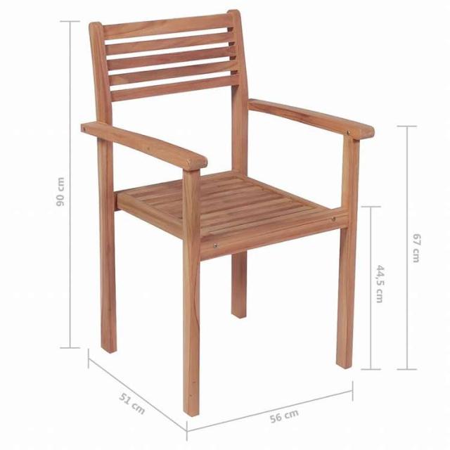 vidaXL 積み重ね式ガーデンチェア 8点 チーク無垢材家具 アウトドア家具 屋外椅子 アウトドアベンチチェア(代引不可)【送料無料】_5