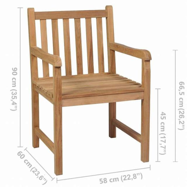 vidaXL 屋外用チェア 4点 無垢チーク材家具 アウトドア家具 屋外椅子 アウトドアベンチチェア(代引不可)【送料無料】_4