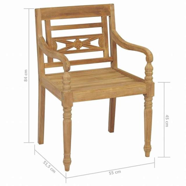 vidaXL バタビアチェア 4点 無垢チーク材家具 アウトドア家具 屋外椅子 アウトドアベンチチェア(代引不可)【送料無料】_5