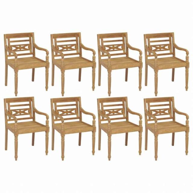 vidaXL バタビアチェア 8点 無垢チーク材 (4x43051)家具 アウトドア家具 屋外椅子 アウトドアベンチチェア(代引不可)【送料無料】