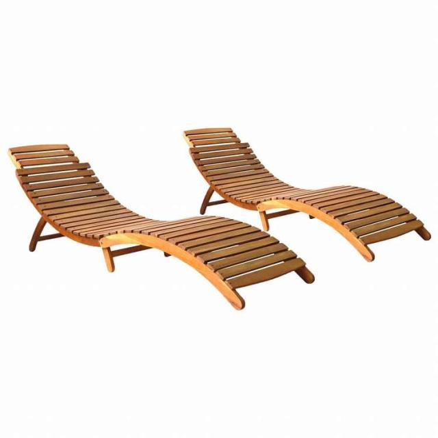 vidaXL サンラウンジャー 2点 アカシア無垢材家具 アウトドア家具 屋外椅子 サンラウンジャー(代引不可)【送料無料】