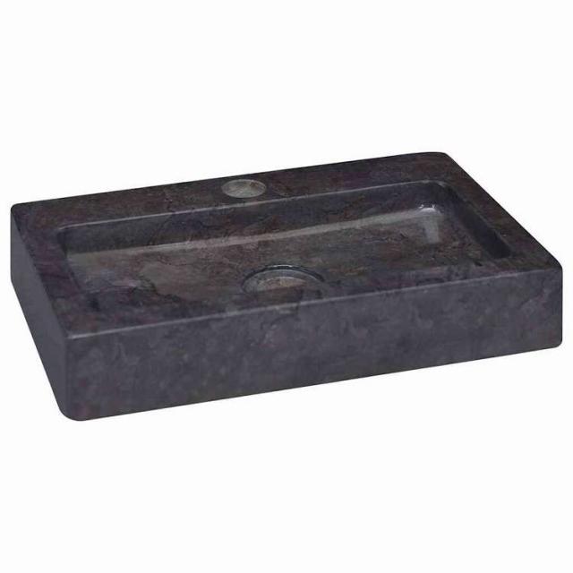 vidaXL 壁付け式シンク ブラック 38x24x6.5 cm 大理石 ハードウェア 配管 配管器具 シンク 洗面器【送料無料】