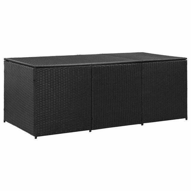 vidaXL ガーデン収納ボックス ポリラタン製 180x90x70 cm ブラック 家具 アウトドア家具 屋外収納ボックス【送料無料】