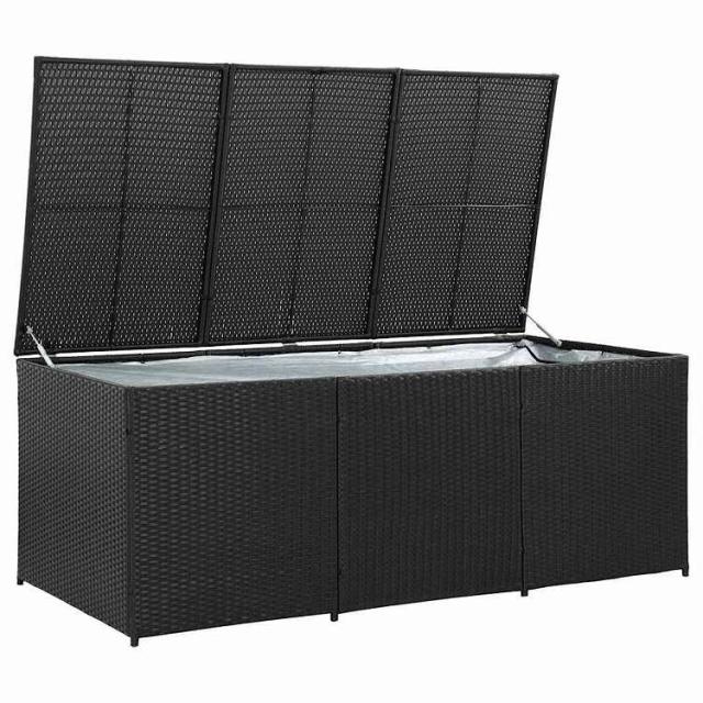 vidaXL ガーデン収納ボックス ポリラタン製 180x90x70 cm ブラック 家具 アウトドア家具 屋外収納ボックス【送料無料】_2