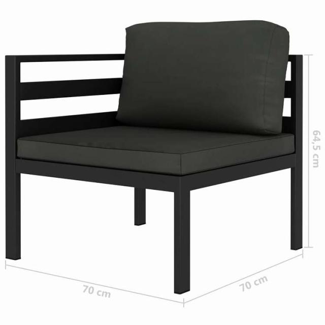 vidaXL ガーデンラウンジ3点セット クッション付 アルミ製 アントラシート 家具 アウトドア家具 屋外家具セット【送料無料】_3