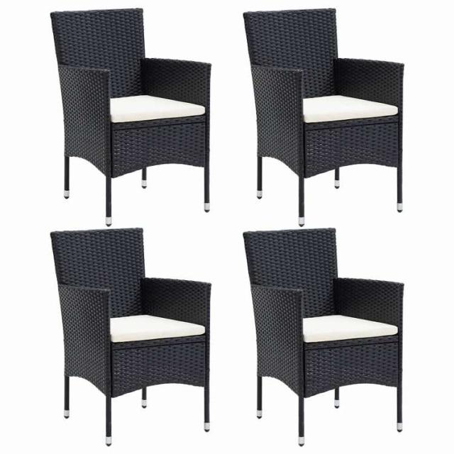 vidaXL ガーデンダイニングチェア 4点 ポリラタン製 ブラック 家具 アウトドア家具 屋外椅子 アウトドアベンチチェア【送料無料】