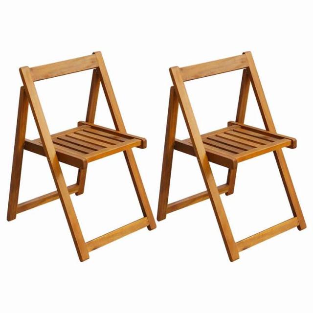 vidaXL 折りたたみガーデンチェア 2点 アカシア無垢材 家具 アウトドア家具 屋外椅子 アウトドアベンチチェア【送料無料】