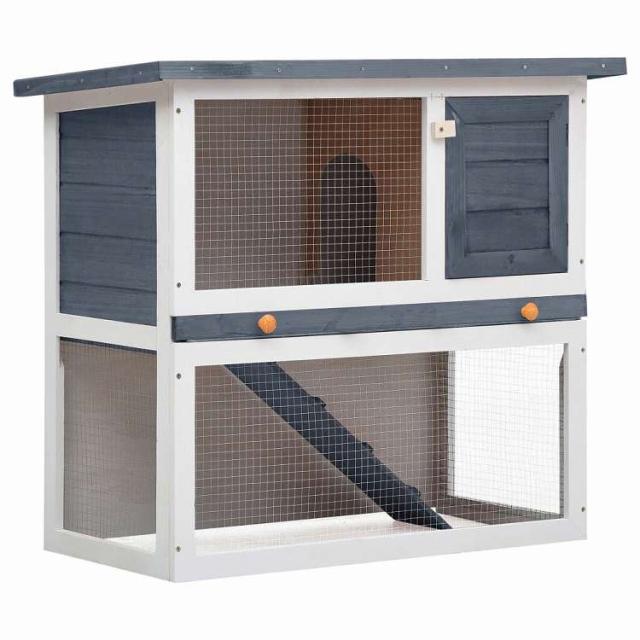 vidaXL 露天うさぎ掘っ建て小屋 1部屋の入り口印字機 薄墨色 木製 毛の荒物&愛玩動物装具 愛玩動物装具 小毛の荒物装具 小毛の荒物 繁殖・臥せ篭【貨物輸送無料】