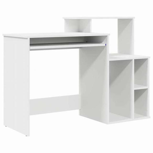 vidaXL ストレージ付きデスク 棚で ストレージ付き ホワイト 120.5 x 44 x 88.5 cm エンジニアリングウッド 家具 オフィス家具 デスク【送料無料】