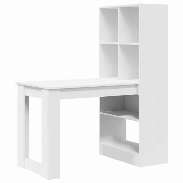 vidaXL デスク 棚で ストレージ付き ホワイト 122 x 67 x 145 cm エンジニアリングウッド 家具 オフィス家具 デスク【送料無料】
