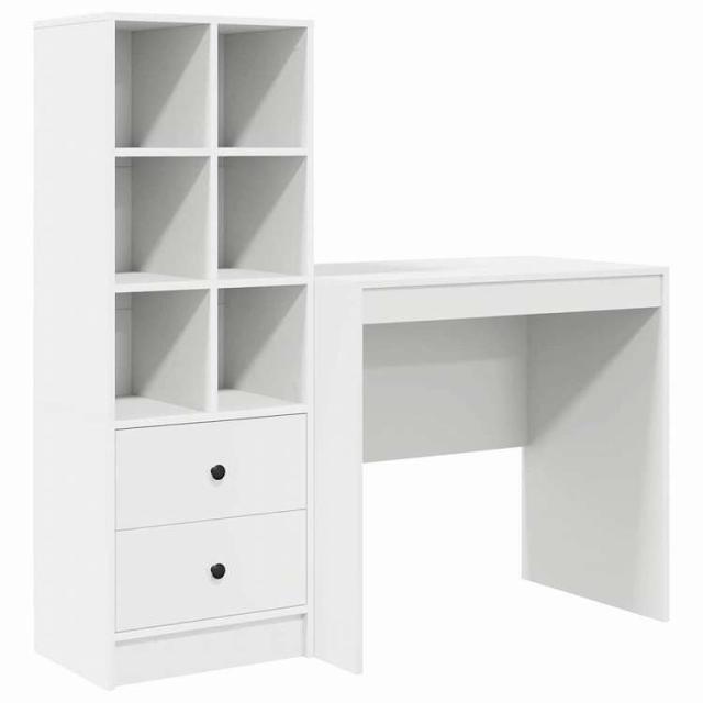 vidaXL 収納付きデスク 引き出し付き 棚で 2 pcs ホワイト 80 x 50 x 76 cm エンジニアリングウッド 家具 キャビネット&収納 サイドボード【送料無料】