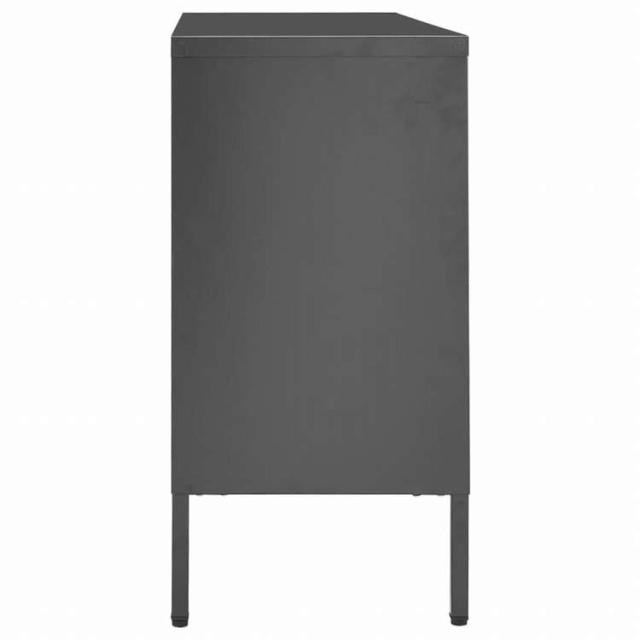 vidaXL サイドボード アントラシート 105x35x70cm スチール&強化ガラス製家具 キャビネット&収納 サイドボード(代引不可)【送料無料】_3