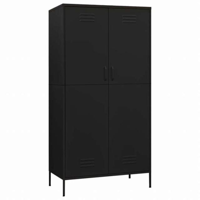 vidaXL 洋服ダンス ブラック 90x50x180 cm スチール家具 キャビネット&amp;収納 戸棚・ワードローブ(代引不可)【送料無料】_1