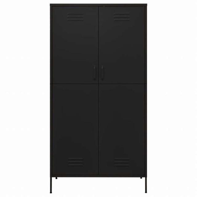 vidaXL 洋服ダンス ブラック 90x50x180 cm スチール家具 キャビネット&amp;収納 戸棚・ワードローブ(代引不可)【送料無料】_2
