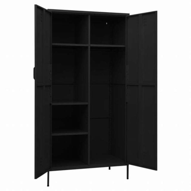 vidaXL 洋服ダンス ブラック 90x50x180 cm スチール家具 キャビネット&amp;収納 戸棚・ワードローブ(代引不可)【送料無料】_5
