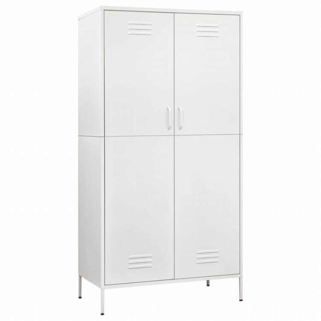 vidaXL 洋服ダンス ホワイト 90x50x180 cm スチール家具 キャビネット&amp;収納 戸棚・ワードローブ(代引不可)【送料無料】_1