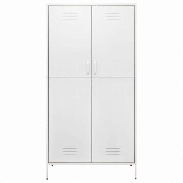 vidaXL 洋服ダンス ホワイト 90x50x180 cm スチール家具 キャビネット&amp;収納 戸棚・ワードローブ(代引不可)【送料無料】_2