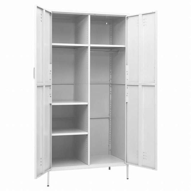 vidaXL 洋服ダンス ホワイト 90x50x180 cm スチール家具 キャビネット&amp;収納 戸棚・ワードローブ(代引不可)【送料無料】_5