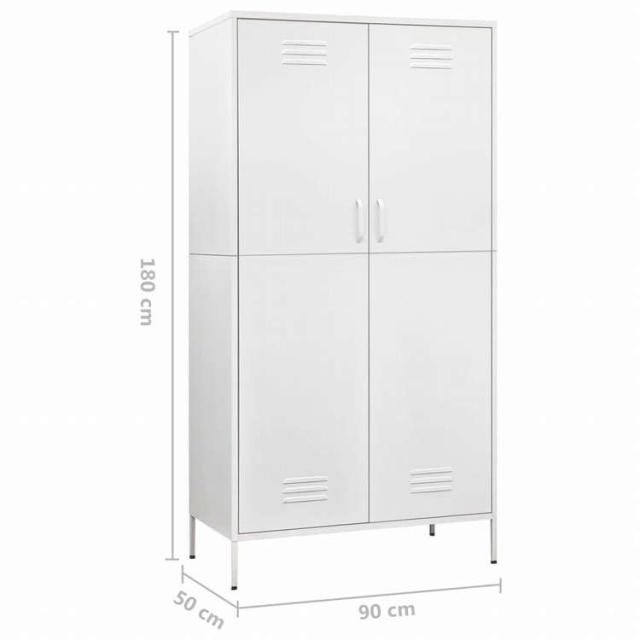 vidaXL 洋服ダンス ホワイト 90x50x180 cm スチール家具 キャビネット&amp;収納 戸棚・ワードローブ(代引不可)【送料無料】_9