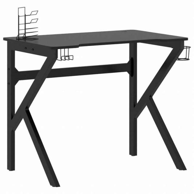 vidaXL ゲーミングデスク K字型脚 ブラック 90x60x75 cm家具 オフィス家具 デスク(代引不可)【送料無料】_1