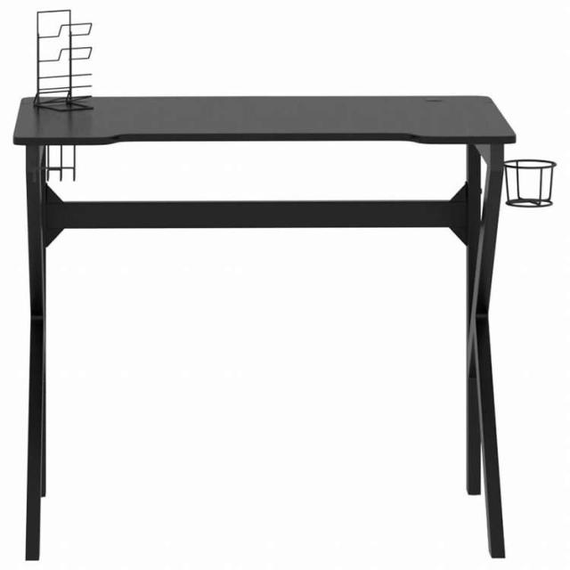 vidaXL ゲーミングデスク K字型脚 ブラック 90x60x75 cm家具 オフィス家具 デスク(代引不可)【送料無料】_2