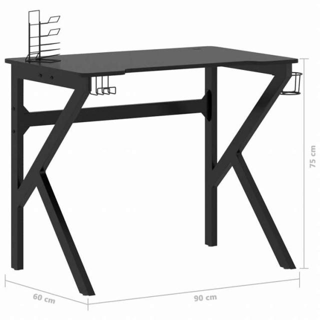 vidaXL ゲーミングデスク K字型脚 ブラック 90x60x75 cm家具 オフィス家具 デスク(代引不可)【送料無料】_8