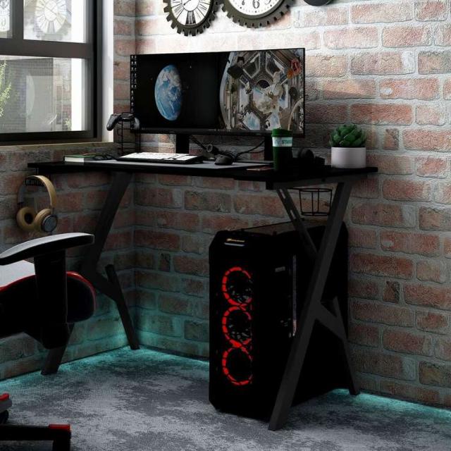 vidaXL ゲーミングデスク Y字型脚 ブラック 90x60x75 cm家具 オフィス家具 デスク(代引不可)【送料無料】