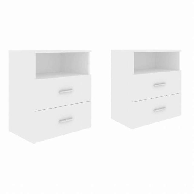 vidaXL ベッドキャビネット 2点 ホワイト 50x32x60 cm家具 テーブル ベッドサイドテーブル(代引不可)【送料無料】_1