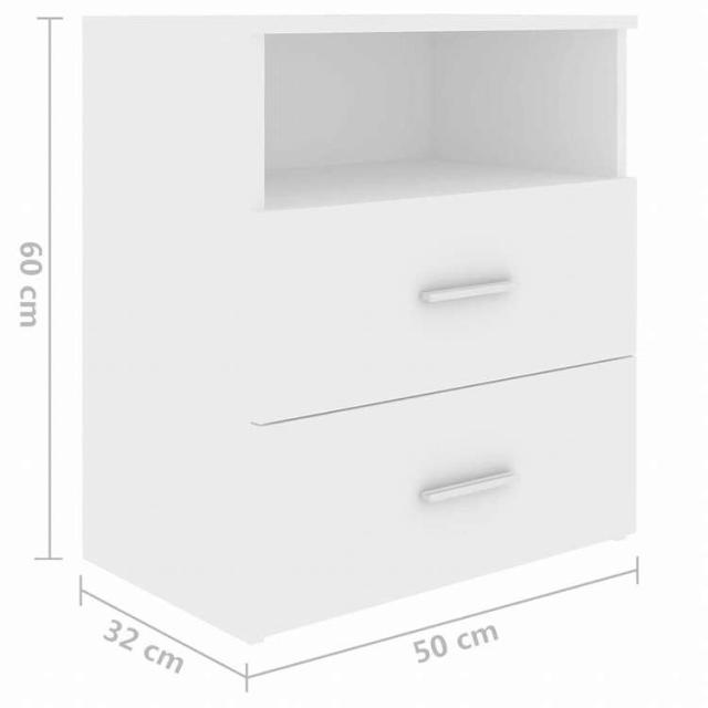 vidaXL ベッドキャビネット 2点 ホワイト 50x32x60 cm家具 テーブル ベッドサイドテーブル(代引不可)【送料無料】_8