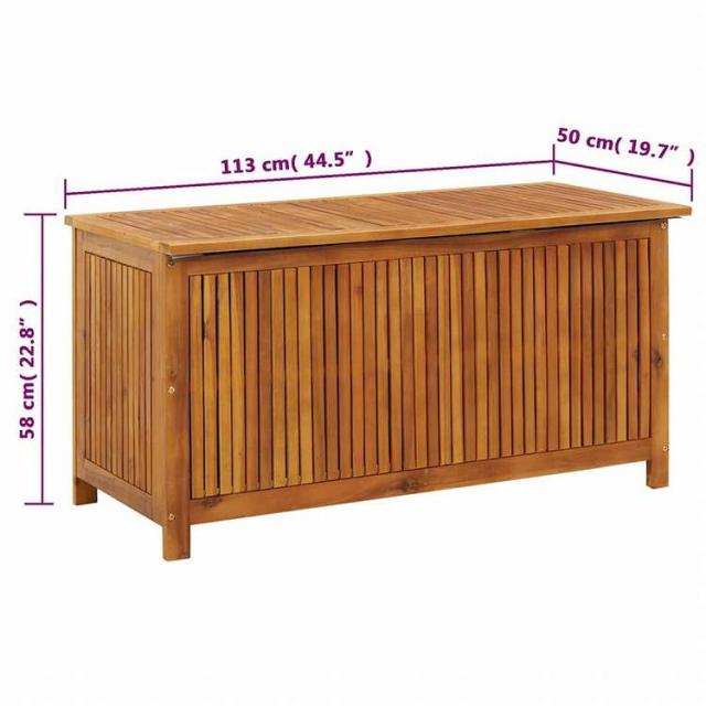 vidaXL ガーデン収納ボックス 113x50x58cm アカシア無垢材家具 アウトドア家具 屋外収納ボックス(代引不可)【送料無料】_9